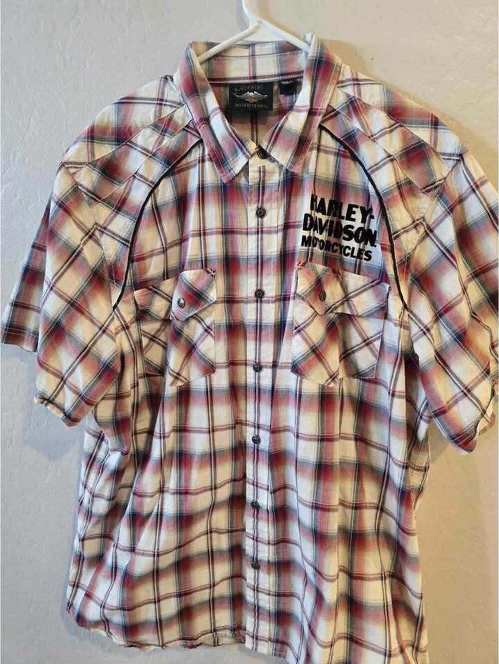 Harley Davidson Plaid Button Up Shirt Men's Size 2XL